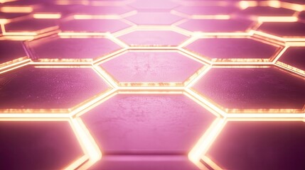 Poster - Abstract Hexagon Pattern with Glowing Edges