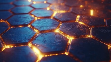 Poster - Glowing Hexagon Pattern with Depth and Texture