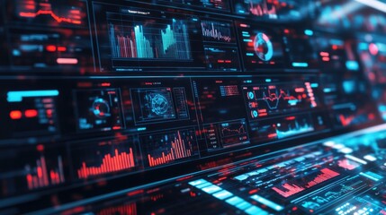 Poster - A business intelligence dashboard with real-time updates, showing KPIs and performance indicators.