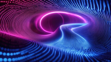 Poster - Neon circular equalizer with sound waves traveling through the frequency spectrum, creating an abstract visual pattern.