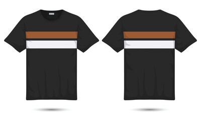 Sticker - Men's striped t-shirt template front and back view