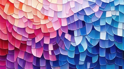 Poster - Geometric cubism-inspired wavy surface with colorful square tiles, creating a dynamic, rippling abstract design.