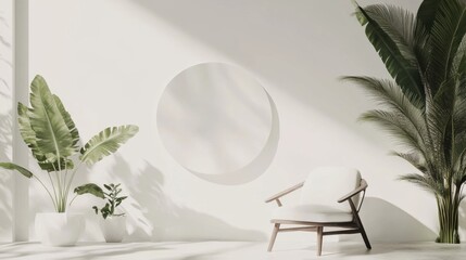Poster - Minimal white studio backdrop with lighting equipment in a clean, professional setup, ideal for product or model photography.