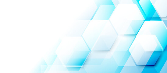 Poster - Abstract light blue hexagonal geometric background with soft gradients