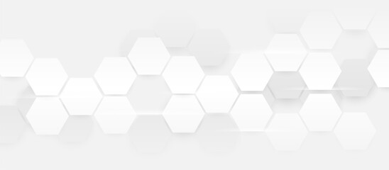 Poster - Abstract white hexagonal geometric background with soft shadows