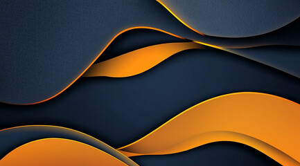 Abstract background with wavy shapes in dark blue and orange colors.