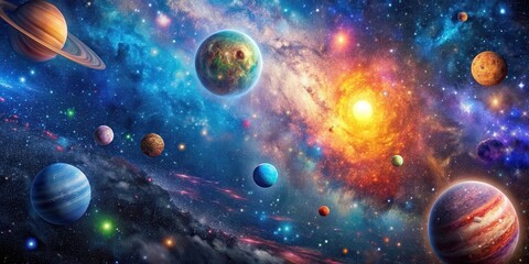 Wall Mural - A mesmerizing image of the Cosmos Galaxy filled with colorful stars and planets, Cosmos, Galaxy, Space, Universe