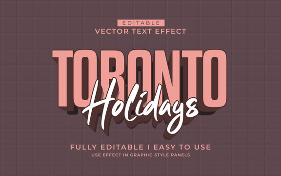 3d editable toronto holiday text effect graphic style template