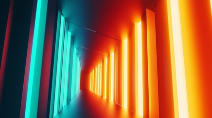 Poster - Vibrant Gradient Glow in Futuristic Tunnel