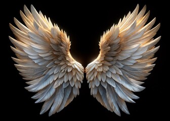 Stunning Isolated Angel Wings on Black Background for Unique Artistic Use