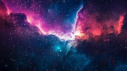 Wall Mural - a vibrant nebula glows with pink and blue hues against a backdrop of countless stars