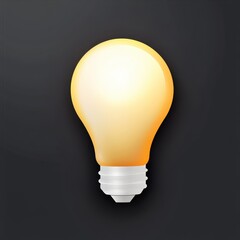 Illuminated light bulb on dark background representing creativity and innovation. mobile application icons