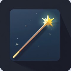 Magical wand icon with sparkles, designed for digital use against a dark background. mobile application icons