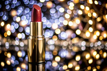 Stunning Red Lipstick on Blurred Dark Background - Beautiful Cosmetic Product Photography