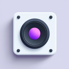 Stylish button design with a purple center, ideal for modern interface elements, isolated on a soft background. mobile application icons