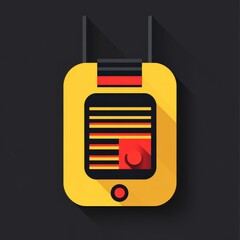 stylish vintage radio icon with a modern twist, featuring flat design and bright colors on a dark ba