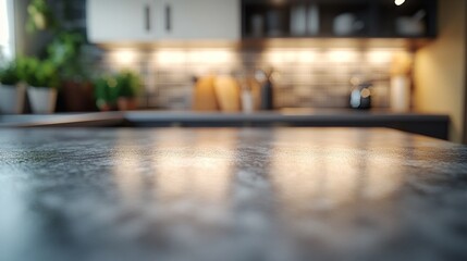 Poster - A kitchen counter with a few potted plants and a few knives