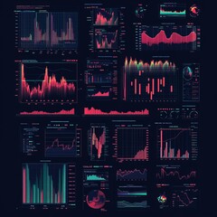 Sticker - A dark background with a colorful array of charts and graphs, representing various data and information.