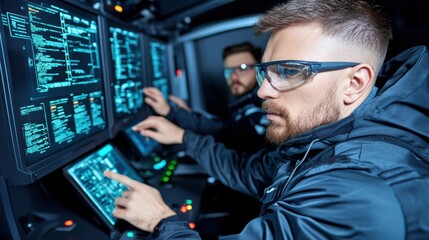 Poster - High-Tech Control Room with Focused Operators