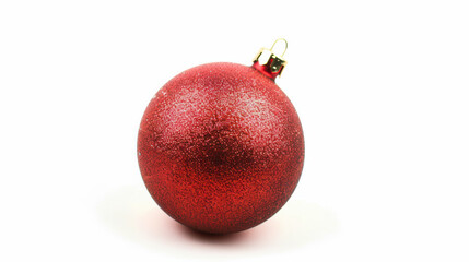 shiny red Christmas ornament with glittery finish, perfect for holiday decorations and festive celebrations. Its vibrant color adds cheerful touch to any seasonal display