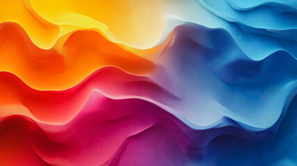 Poster - A colorful wave with red, yellow, and blue colors. The colors are vibrant and the wave is long
