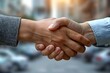 © D - Business Partnership Handshake in Urban Setting for Collaboration and Trust