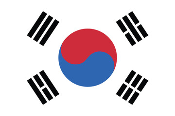 south korea flag, isolated vector illustration, official colors, standard size, correct proportions 