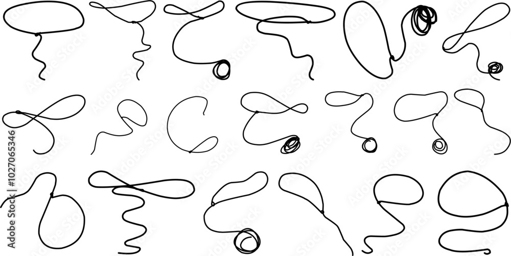Collection of Hand-Drawn Scribble and Doodle Lines in Various Shapes ...