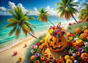 Tropical Paradise Trick or Treat Bag for Halloween Adventure