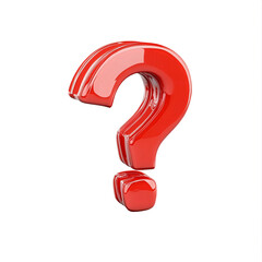  Red Question mark 3d icon cartoon style on white and transparent background.