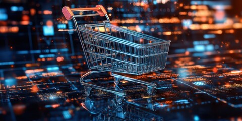 Poster - shopping cart illustration for e-commerce and business concepts