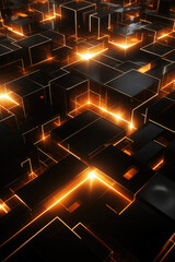 Wall Mural - Abstract Glowing Network Maze of Digital Connectivity