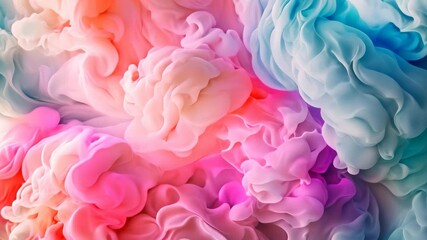 Poster - close-up video of light, pink and blue fabric, resembling cotton candy, fluffy, light texture resemb