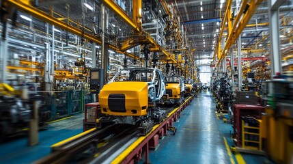 Automobile assembly line in action at a modern manufacturing plant