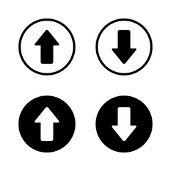 Poster - Up and down arrow icon on black circle. Upward and downward sign symbol