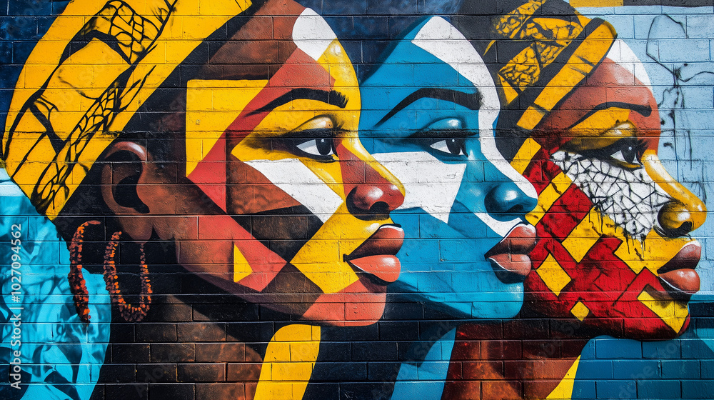 large mural on a city wall painted during Black Awareness Day ...