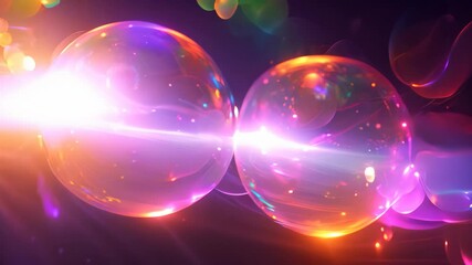 Poster - Two glowing orbs, pulsating in unison, surrounded by vibrant light streaks, Glowing orbs pulsating in synchronization with unseen algorithms