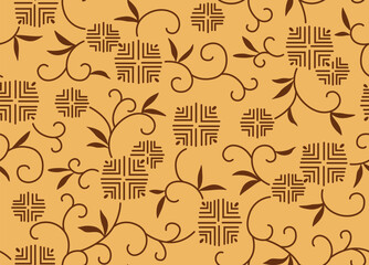 Poster - Japanese Swirl Vine Vector Seamless Pattern