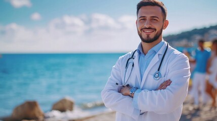 Poster - He is a doctor, and his smile suggests that he is happy and content