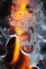 close-up of fire and ice elements, abstract conceptual image generative ai