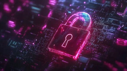 Poster - Digital Lock on Circuit Background