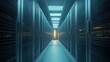 © WS Studio 1985 - Futuristic Data Center Corridor with Glowing Lights