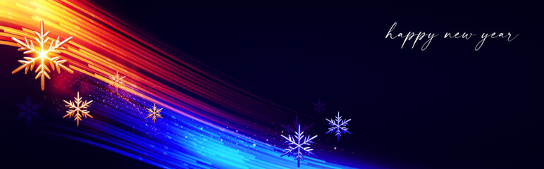 Wall Mural - merry christmas shining celebration with motion light and gold snowflakes