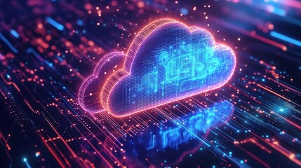 Poster - Digital Cloud with Neon Light Effects