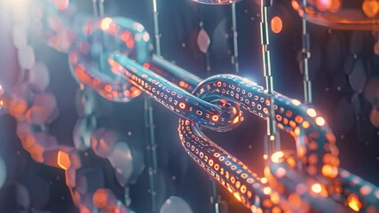 Poster - illustrative chain link representation of blockchain technology security features, illustrate the se