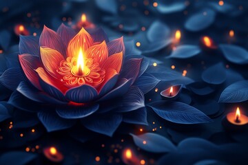 Fototapete - Minimalistic design featuring a beautifully crafted paper cut style of Indian Rangoli symbolizing the festive spirit of Diwali with ample copy space for text and delicate light illuminating the edges