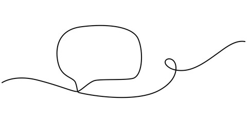 Fototapete - Speech Bubble Single Line Icon, Speech bubble shape continuous one line drawing of isolated outline vector icon, Speech Bubble Continuous Line Icon, Continuous one line drawing of rectangular speech