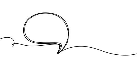 Fototapete - Speech Bubble Single Line Icon, Speech bubble shape continuous one line drawing of isolated outline vector icon, Speech Bubble Continuous Line Icon, Continuous one line drawing of rectangular speech