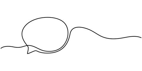 Fototapete - Speech Bubble Single Line Icon, Speech bubble shape continuous one line drawing of isolated outline vector icon, Speech Bubble Continuous Line Icon, Continuous one line drawing of rectangular speech
