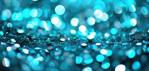 Poster - Abstract Sparkling Blue Bokeh Lights Background